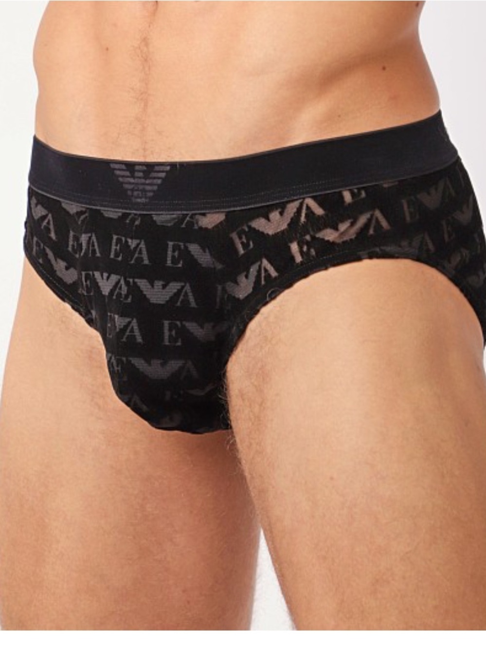 EMPORIO Armani Black Velvet Mesh see-through brief Size Medium NWT